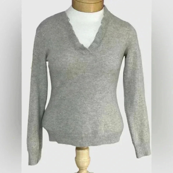 Cashmere Womens Sweater Small Tan Ruffle Neckline - Picture 1 of 6